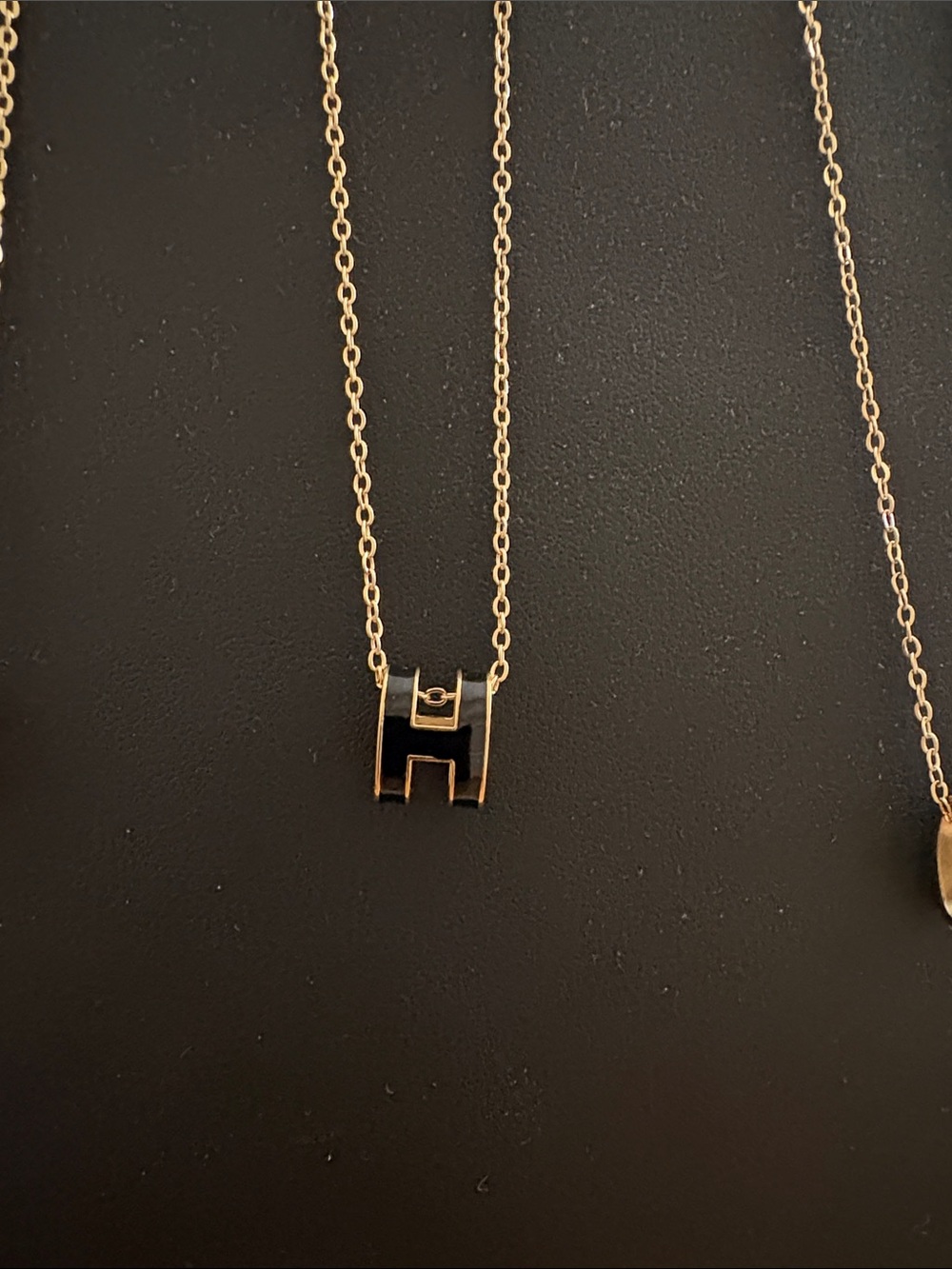 Stainless steel Black Gold-Tone Medium Initial Pendant Necklace